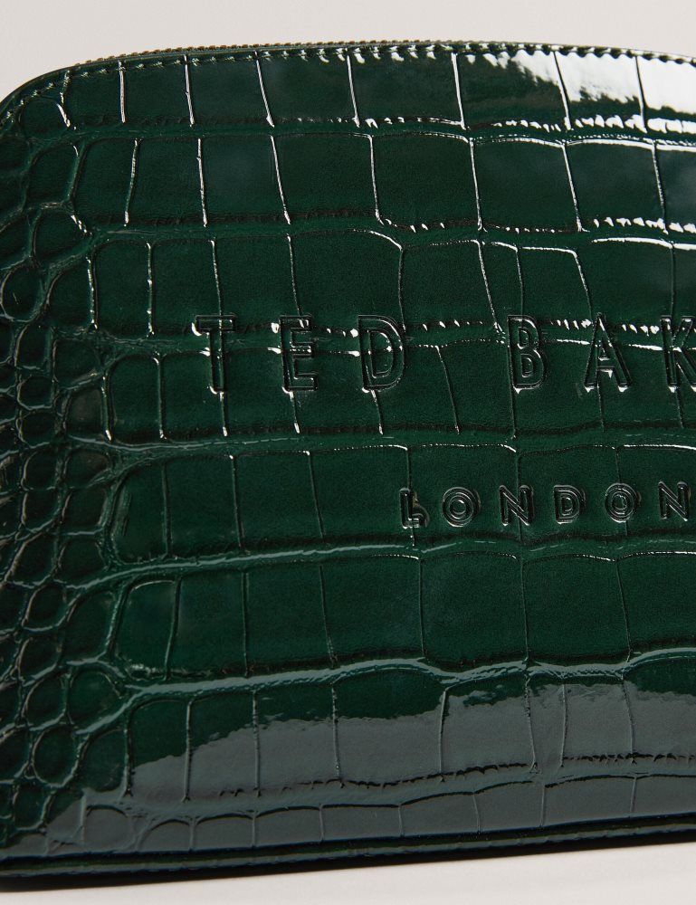 Ted Baker Crocala - Croc Effect Faux Leather Makeup Bag Vert | 130796-KPJ
