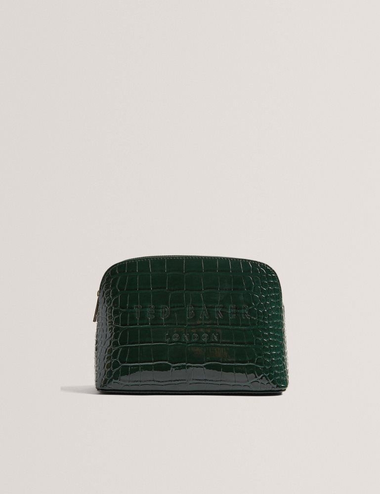 Ted Baker Crocala - Croc Effect Faux Leather Makeup Bag Vert | 130796-KPJ
