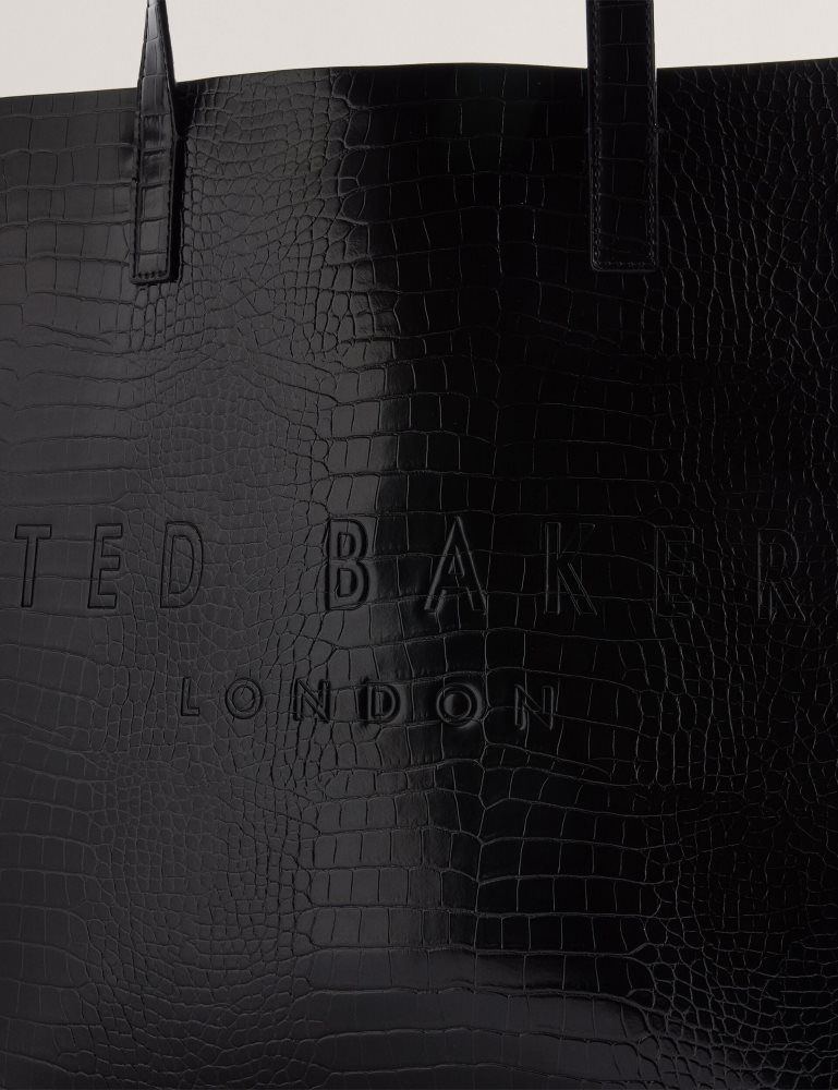 Ted Baker Croccon - Large Croc Texture Icon Tote Bag Noir | 269457-QPZ