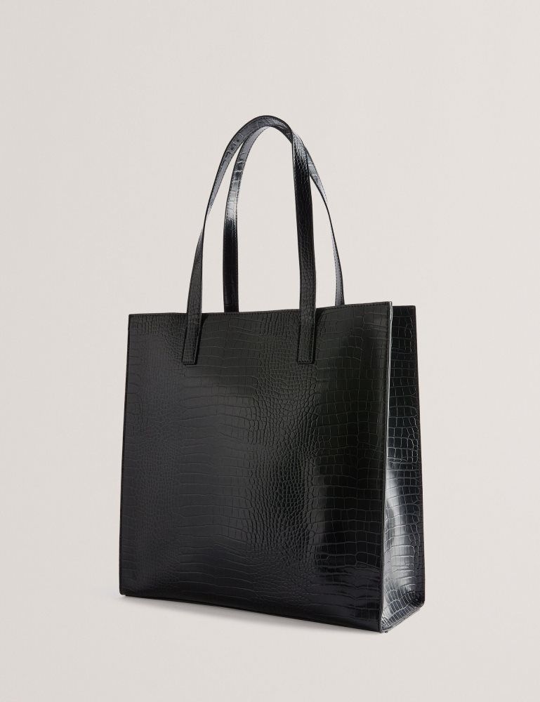 Ted Baker Croccon - Large Croc Texture Icon Tote Bag Noir | 269457-QPZ