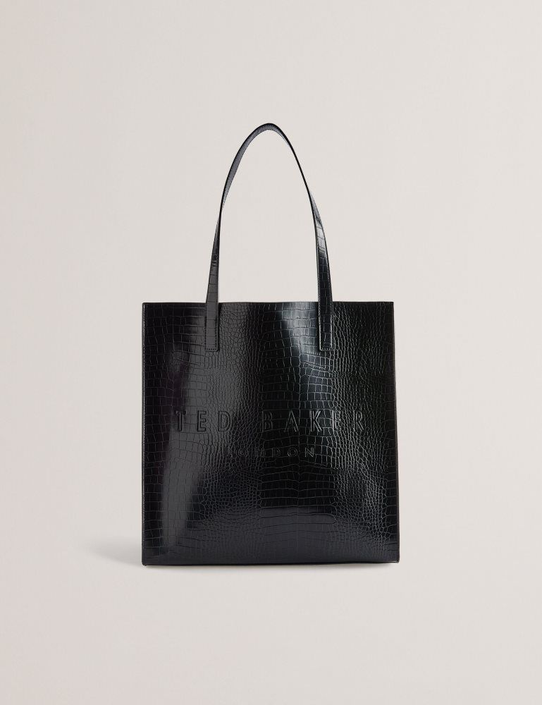 Ted Baker Croccon - Large Croc Texture Icon Tote Bag Noir | 269457-QPZ