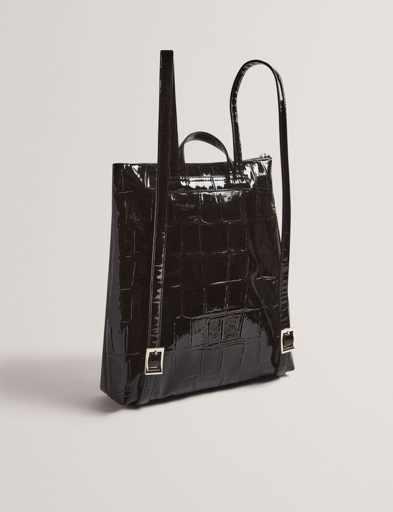 Ted Baker Croclee - Croc Effect Faux Leather Icon Backpack Noir | 975648-QEC