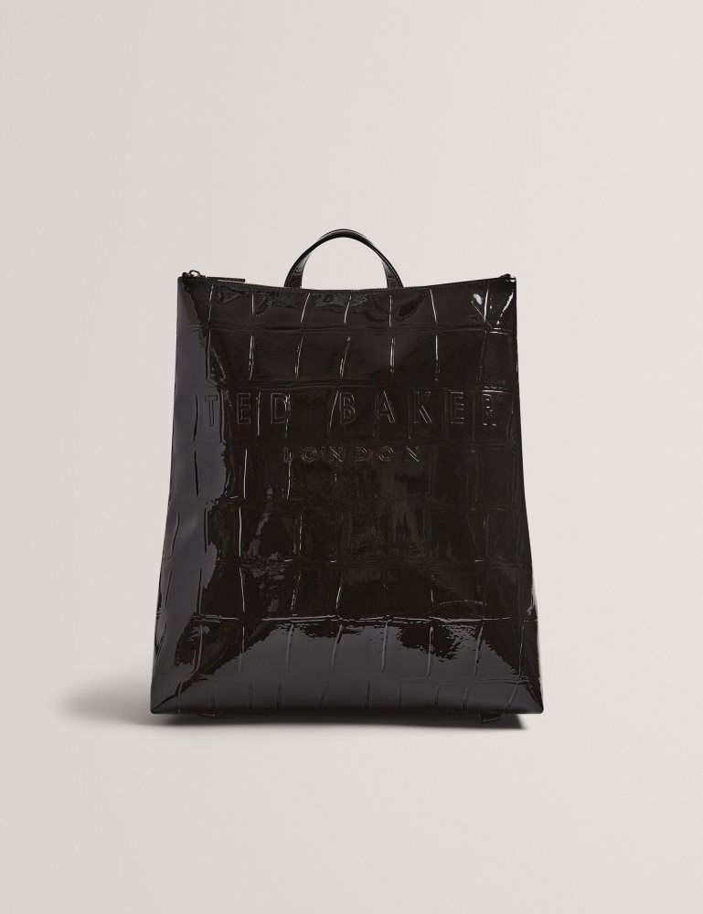 Ted Baker Croclee - Croc Effect Faux Leather Icon Backpack Noir | 975648-QEC