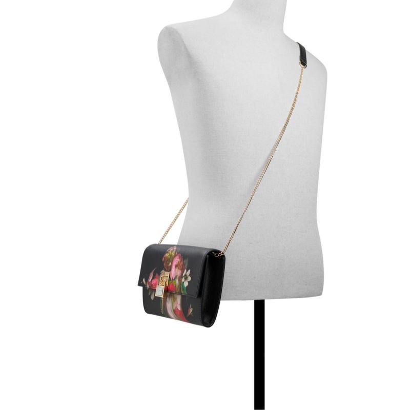 Ted Baker Cyra - Floral Print Padlock Crossbody Bag Noir Multicolore | 159803-IBQ