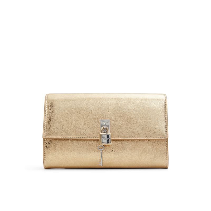 Ted Baker Cyra - Metallic Leather Padlock Crossbody Bag Doré | 387594-KVN