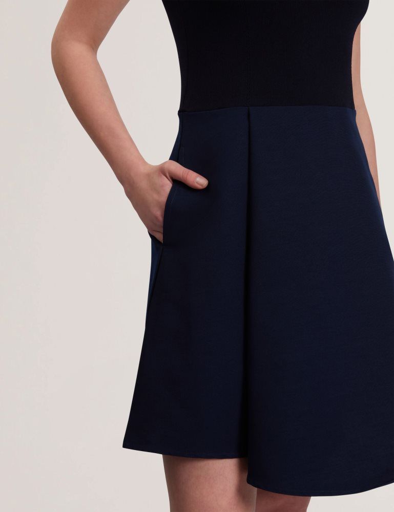 Ted Baker Dandiaa - Sleeveless High Neck 2-in-1 Mini Dress Bleu Marine | 325187-NJX