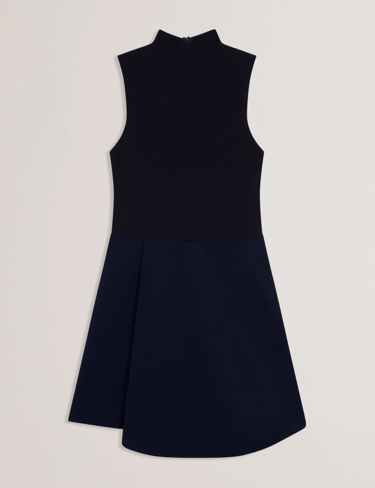 Ted Baker Dandiaa - Sleeveless High Neck 2-in-1 Mini Dress Bleu Marine | 325187-NJX