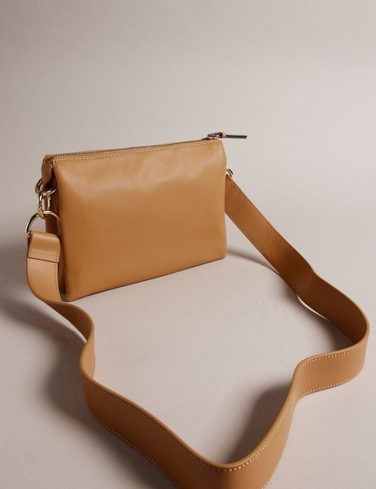 Ted Baker Darceyy - Leather Crossbody Bag With Webbing Strap Grise Marron | 158739-LBG