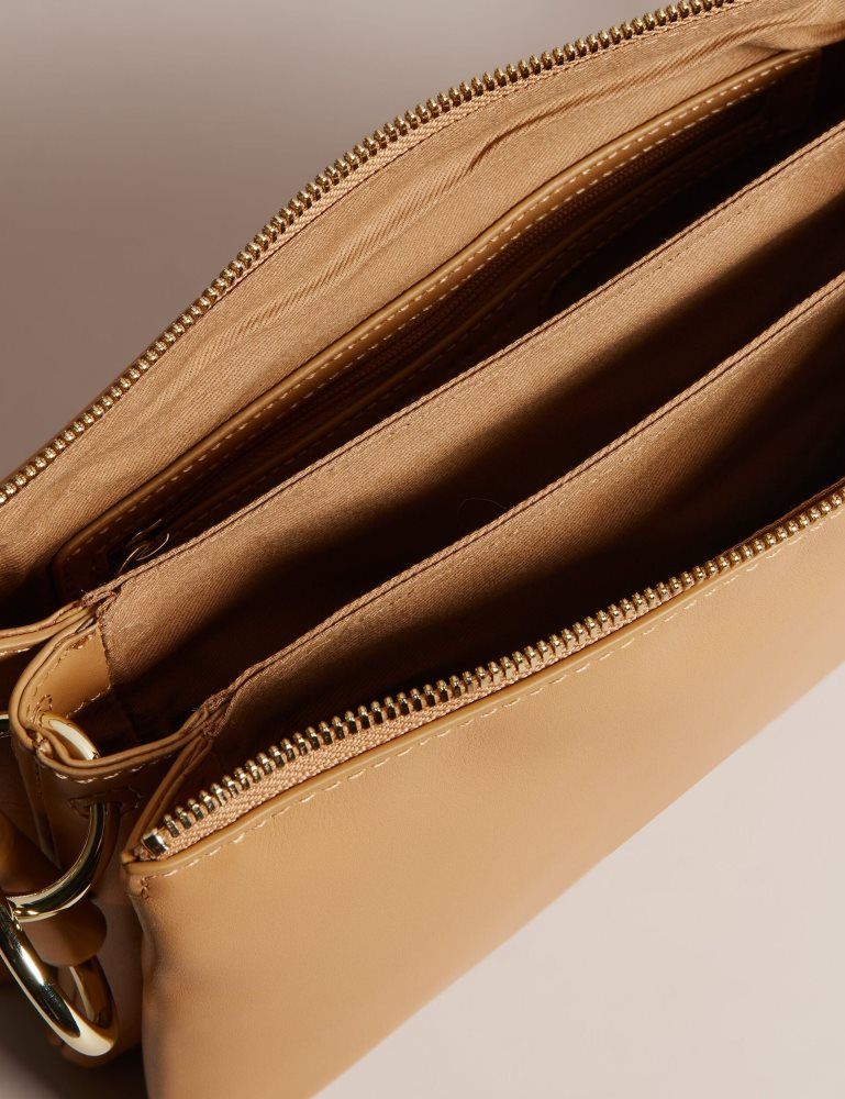 Ted Baker Darceyy - Leather Crossbody Bag With Webbing Strap Grise Marron | 158739-LBG