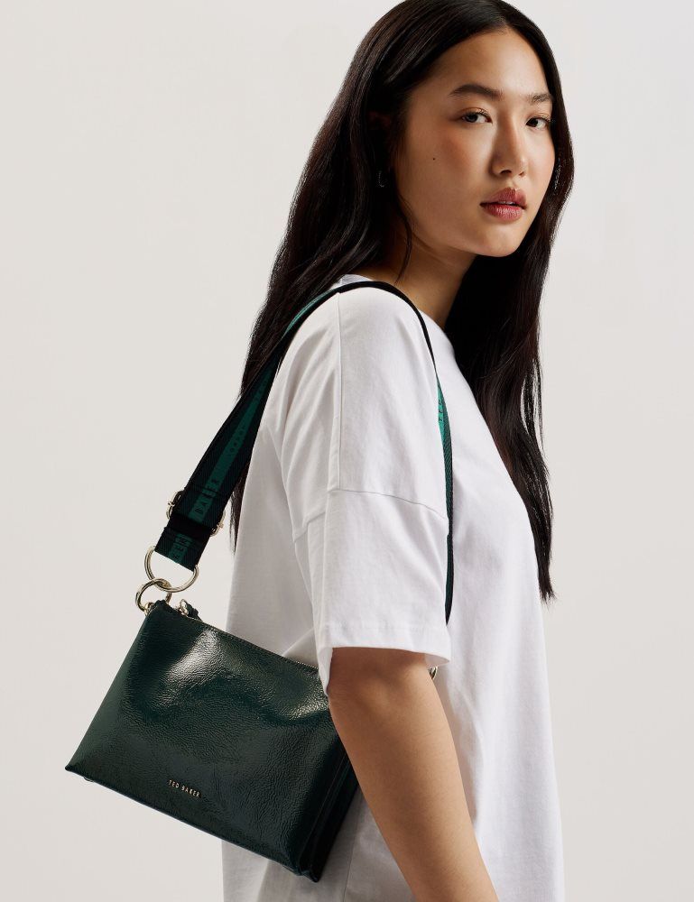 Ted Baker Dawcey - Crinkled Patent Leather Crossbody Bag Vert | 830271-DZB