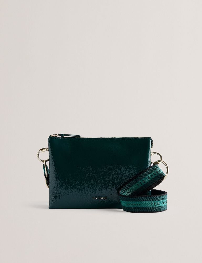 Ted Baker Dawcey - Crinkled Patent Leather Crossbody Bag Vert | 830271-DZB