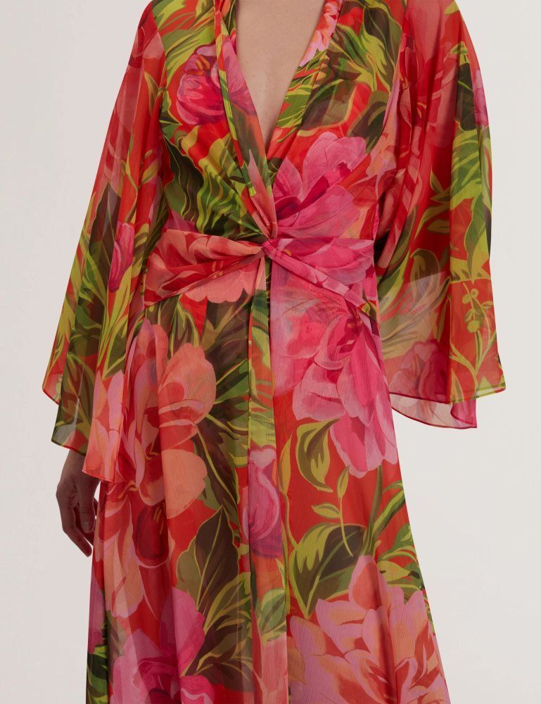 Ted Baker Ddarcis - Floral Twisted Waist Maxi Beach Cover-up Corail | 287364-AJN