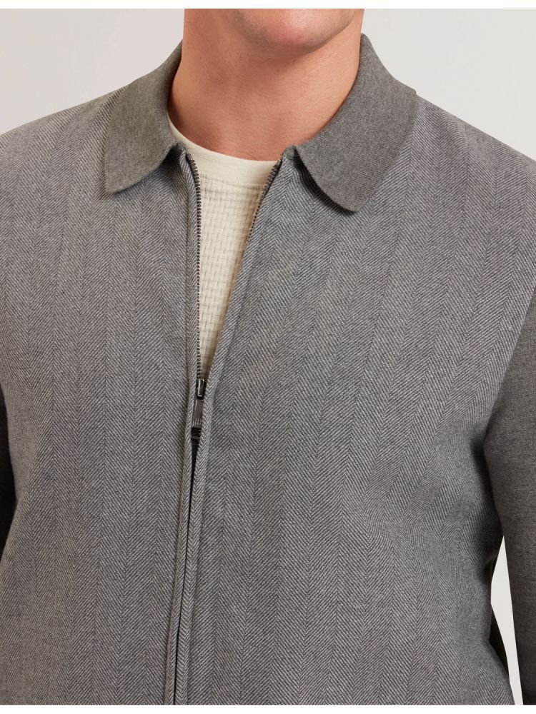 Ted Baker Dejo - Herringbone Wool Blend Zip Up Cardigan Grise | 691305-VIY