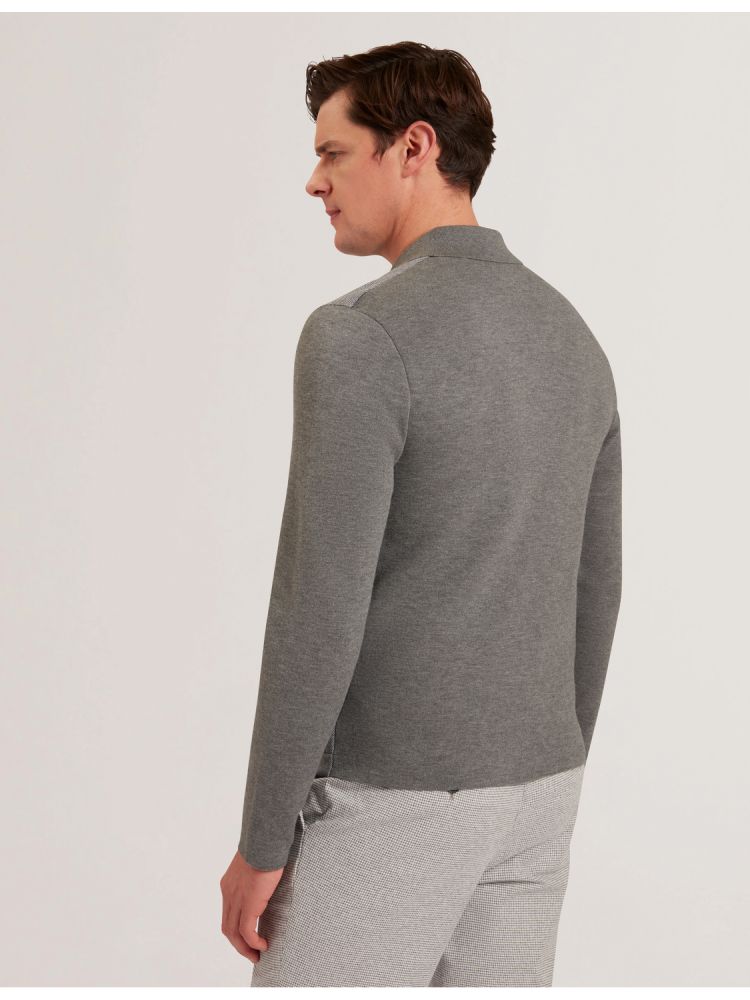 Ted Baker Dejo - Herringbone Wool Blend Zip Up Cardigan Grise | 691305-VIY