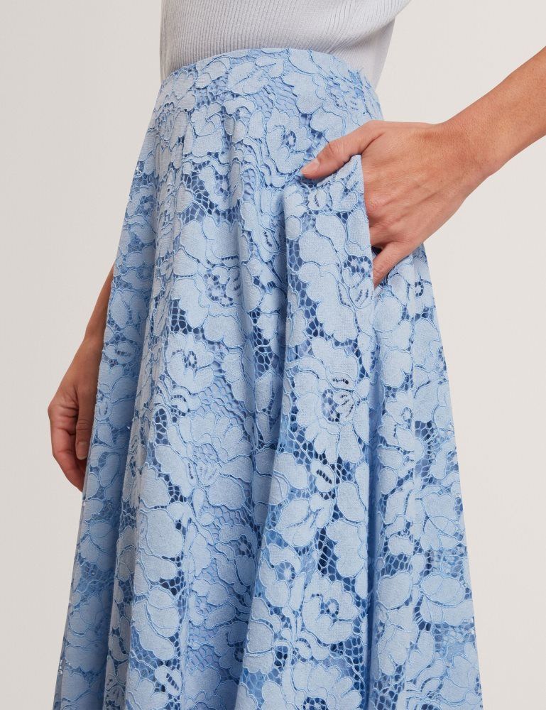 Ted Baker Demiee - Lace Voluminous A-line Midi Skirt Bleu | 372154-SNJ