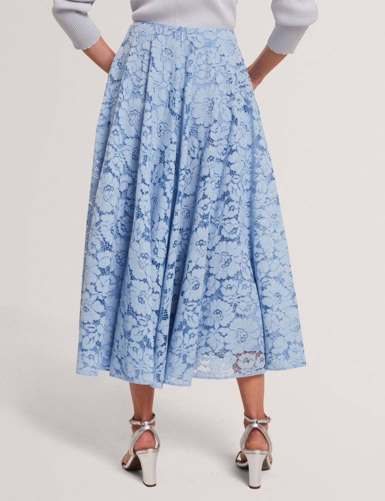 Ted Baker Demiee - Lace Voluminous A-line Midi Skirt Bleu | 372154-SNJ