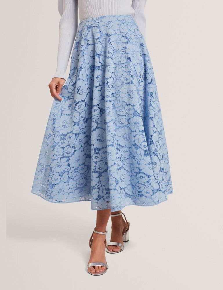 Ted Baker Demiee - Lace Voluminous A-line Midi Skirt Bleu | 372154-SNJ