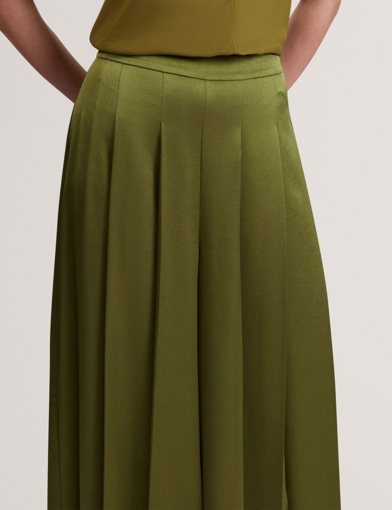 Ted Baker Duuva - Satin Box Pleat Wide Leg Trousers Vert | 830456-YSB