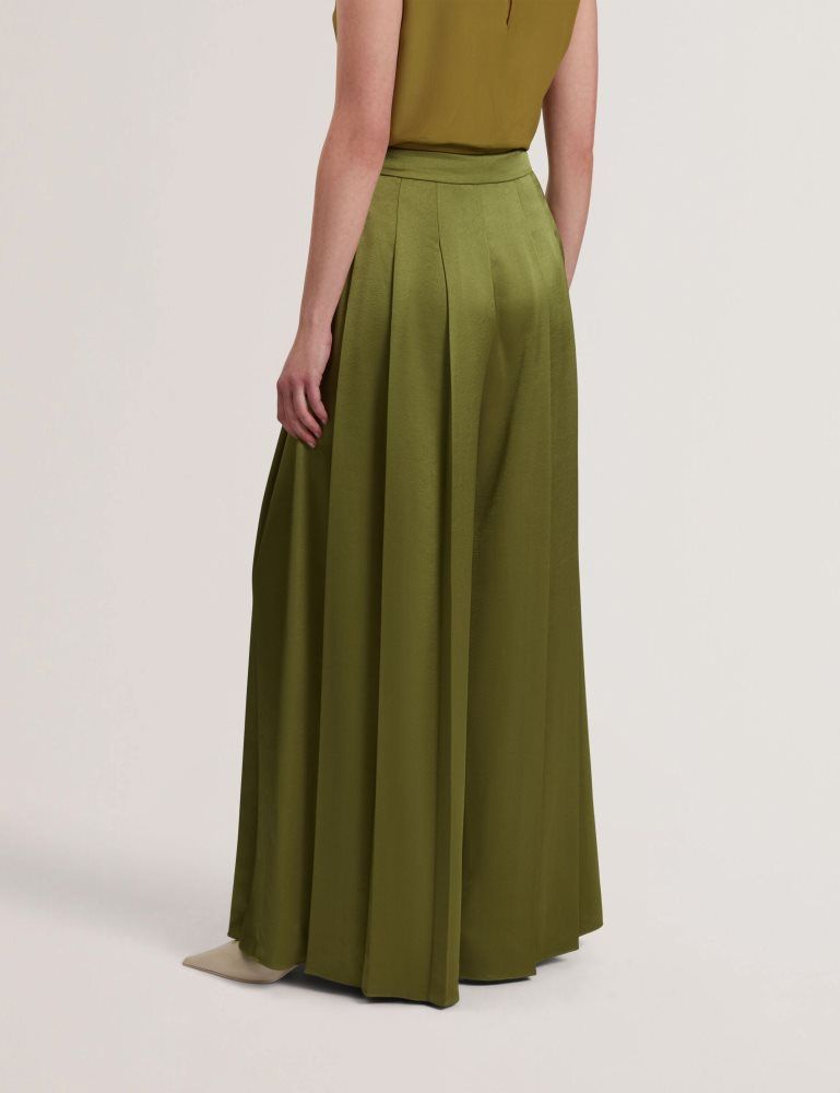 Ted Baker Duuva - Satin Box Pleat Wide Leg Trousers Vert | 830456-YSB