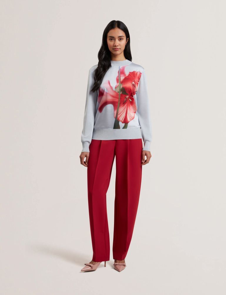 Ted Baker Eloaa - Printed Woven Front Knitted Jumper Bleu | 061742-PKT