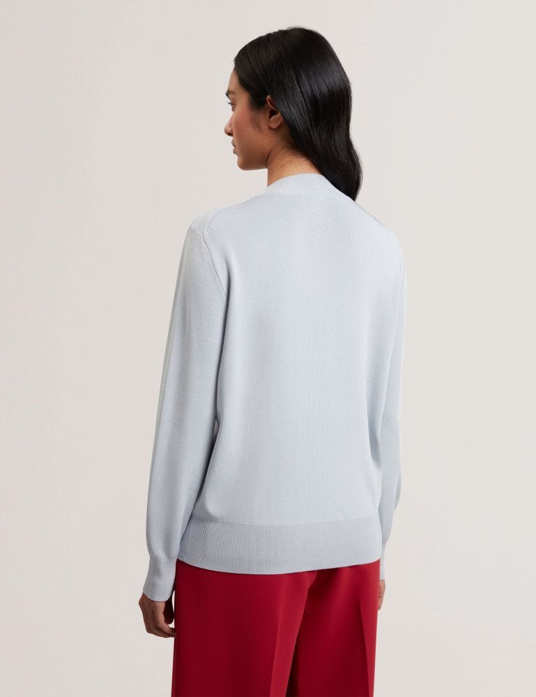 Ted Baker Eloaa - Printed Woven Front Knitted Jumper Bleu | 061742-PKT