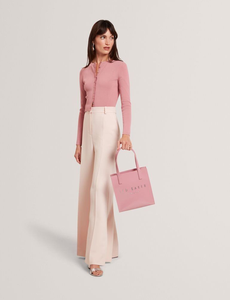 Ted Baker Emoriyy - Cropped Crew Neck Knitted Cardigan Rose | 692415-CJB