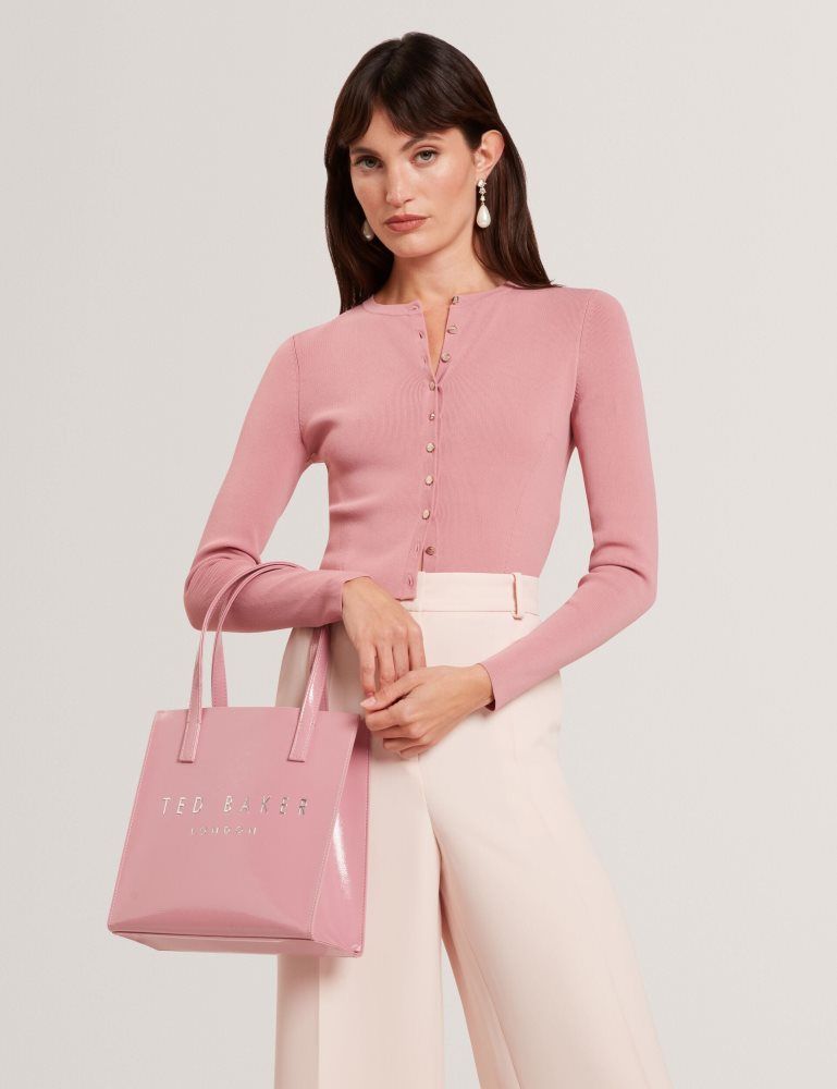 Ted Baker Emoriyy - Cropped Crew Neck Knitted Cardigan Rose | 692415-CJB