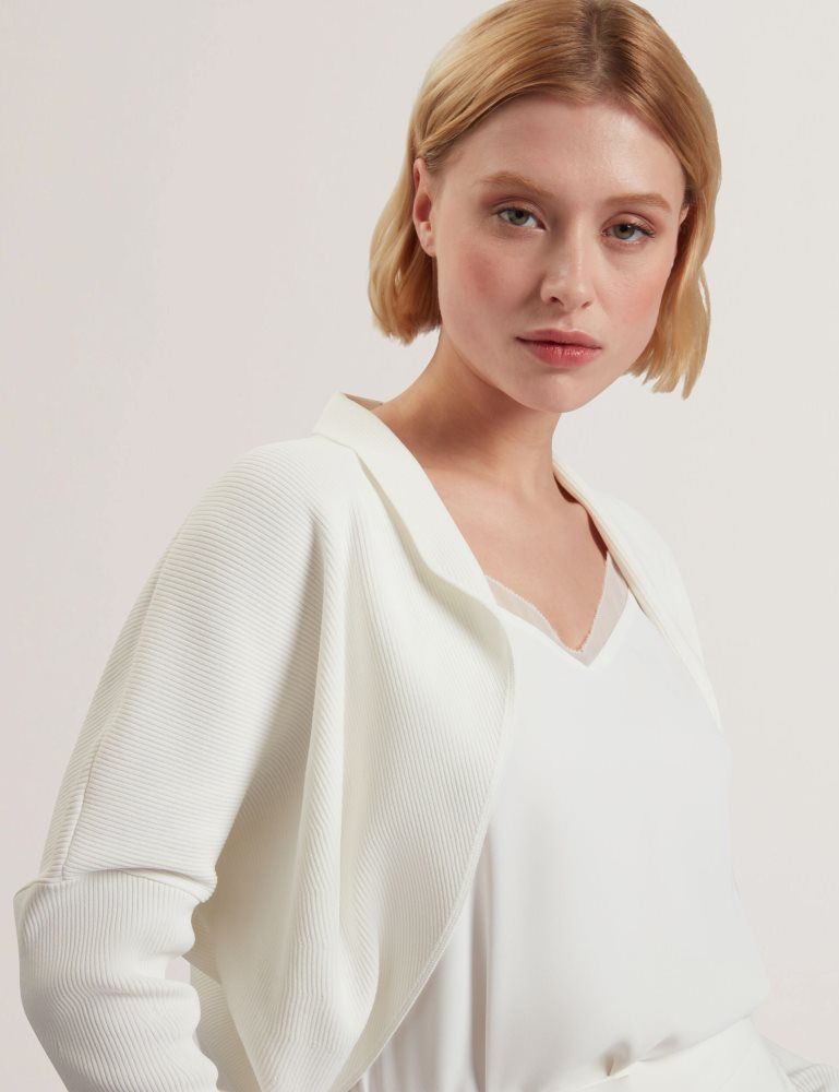 Ted Baker Erhan - Ribbed Knit Cropped Bolero Cardigan Blanche | 305726-DXU