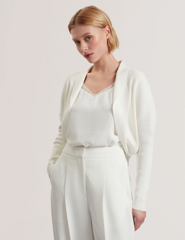Ted Baker Erhan - Ribbed Knit Cropped Bolero Cardigan Blanche | 305726-DXU