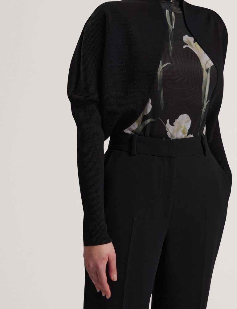 Ted Baker Erhan - Ribbed Knit Cropped Bolero Cardigan Noir | 093586-WEX