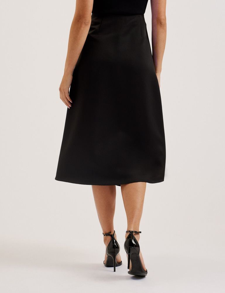 Ted Baker Erva - Asymmetric Satin Wrap Midi Skirt Noir | 642781-SOG