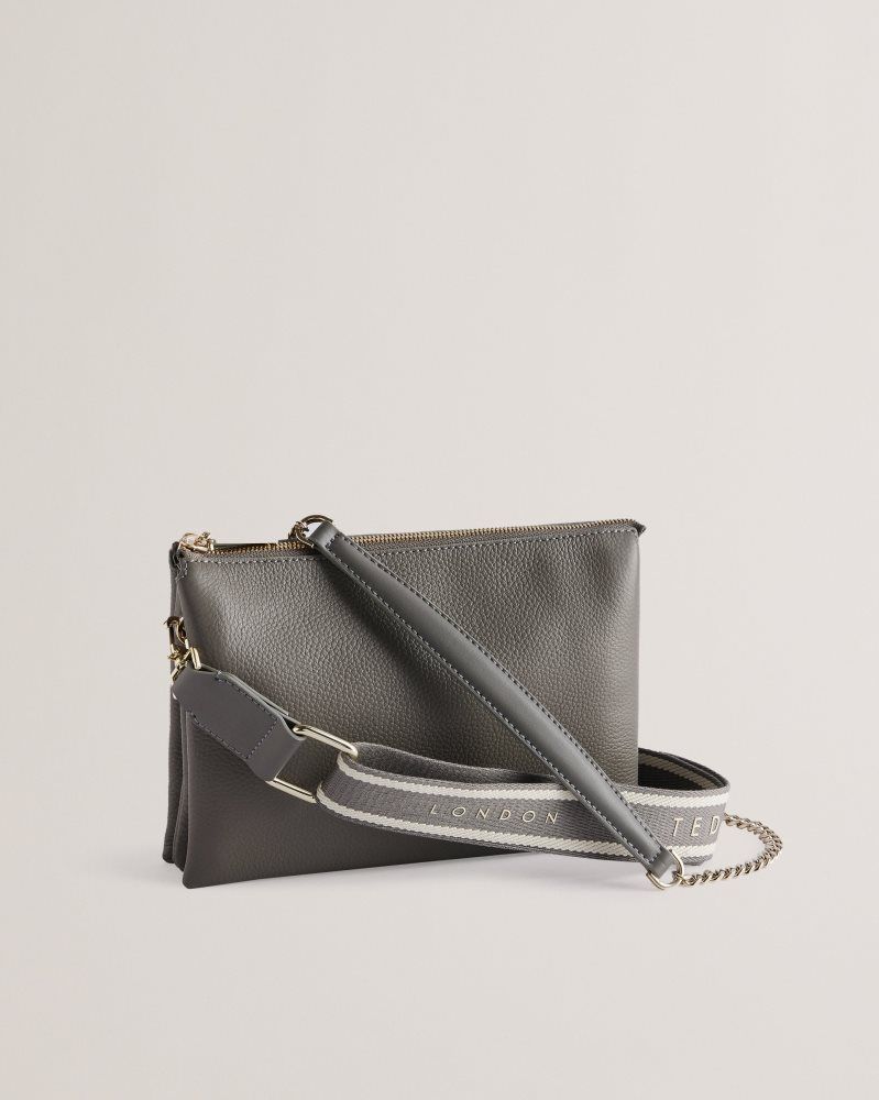 Ted Baker Esille - Branded Webbing Crossbody Leather Bag Grise | 435162-PKH