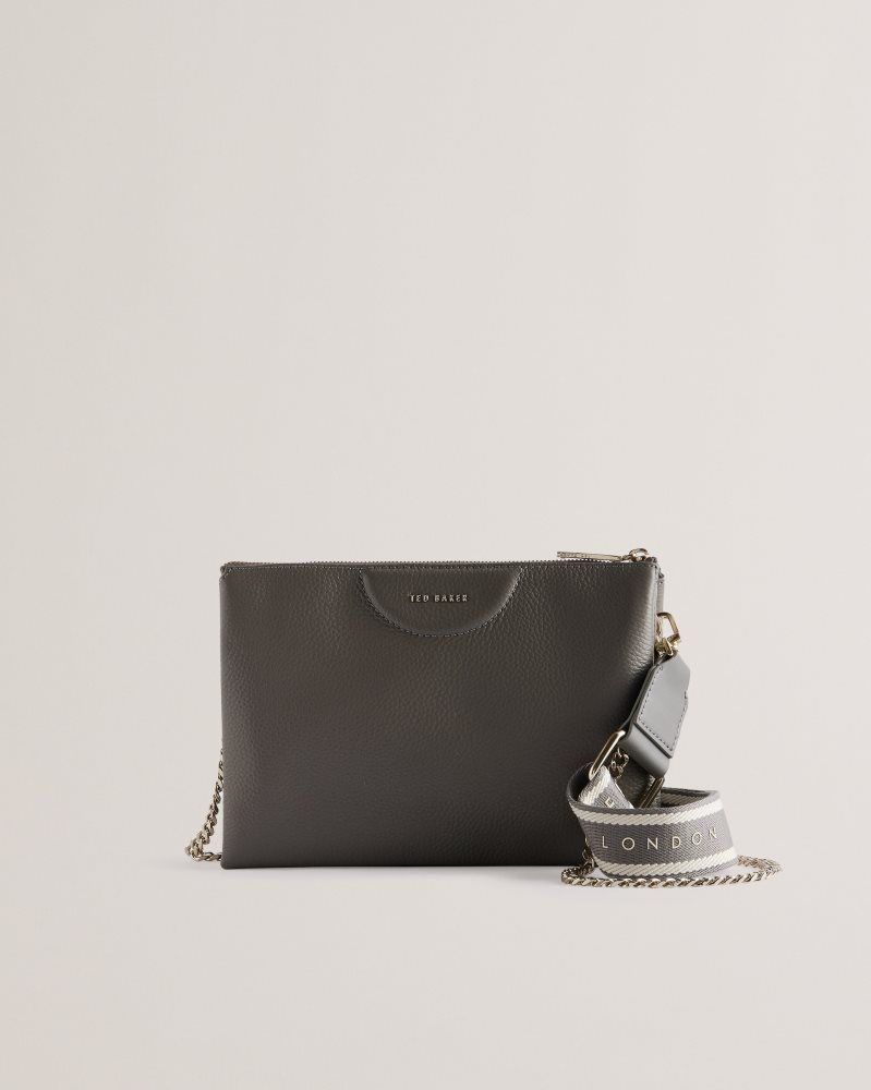 Ted Baker Esille - Branded Webbing Crossbody Leather Bag Grise | 435162-PKH