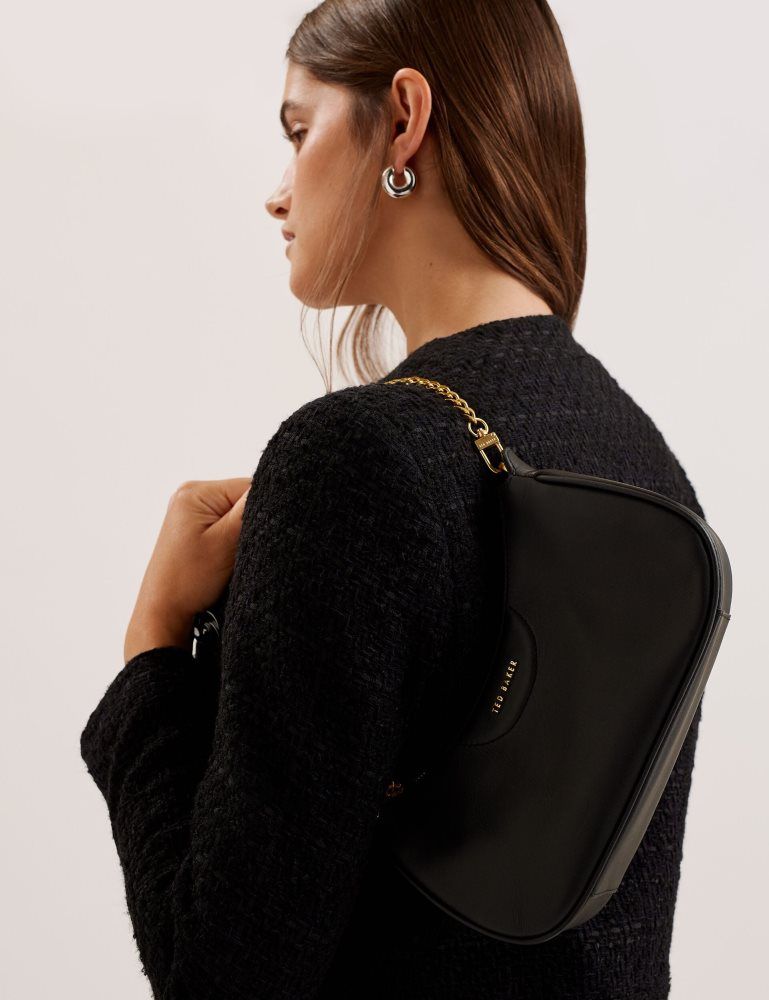 Ted Baker Essiy - Leather Baguette Bag With Webbing Strap Noir | 459817-NYG