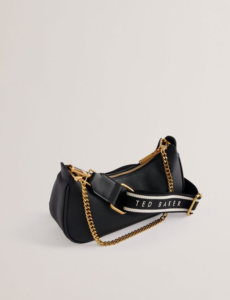 Ted Baker Essiy - Leather Baguette Bag With Webbing Strap Noir | 459817-NYG