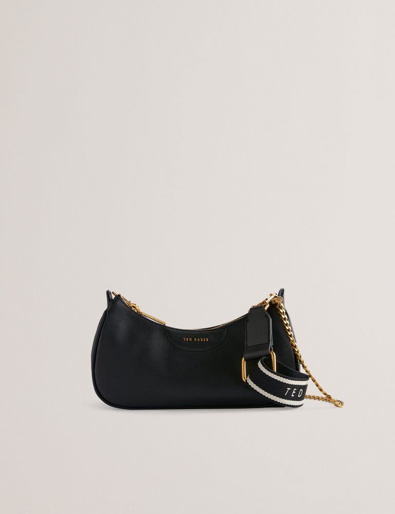 Ted Baker Essiy - Leather Baguette Bag With Webbing Strap Noir | 459817-NYG