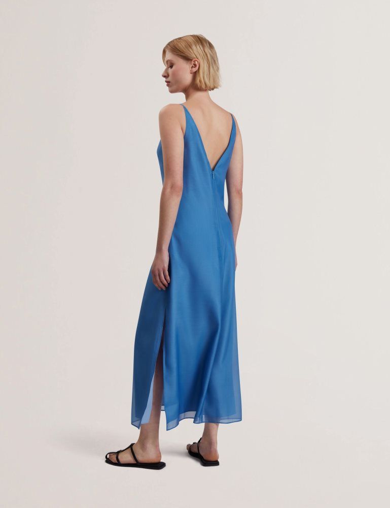 Ted Baker Fayda - Floral Detail Organza Sleeveless Midi Dress Bleu | 594801-SHG