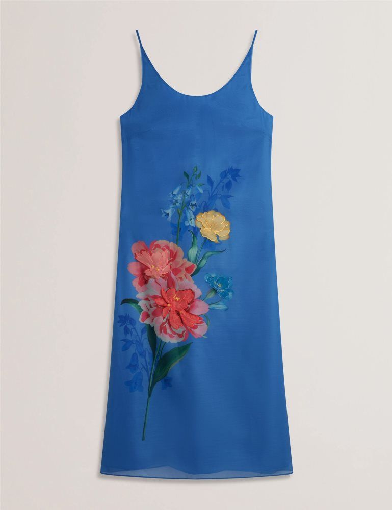 Ted Baker Fayda - Floral Detail Organza Sleeveless Midi Dress Bleu | 594801-SHG