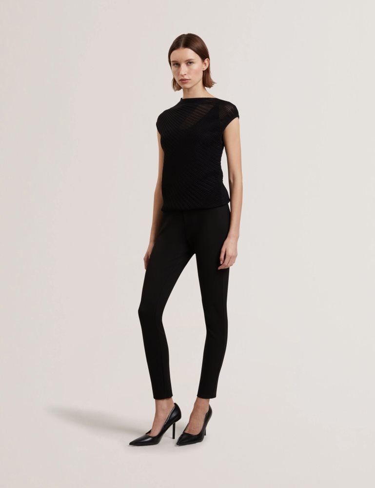 Ted Baker Felinda - Fly Front Stretchy Trouser Leggings Noir | 897206-DAW