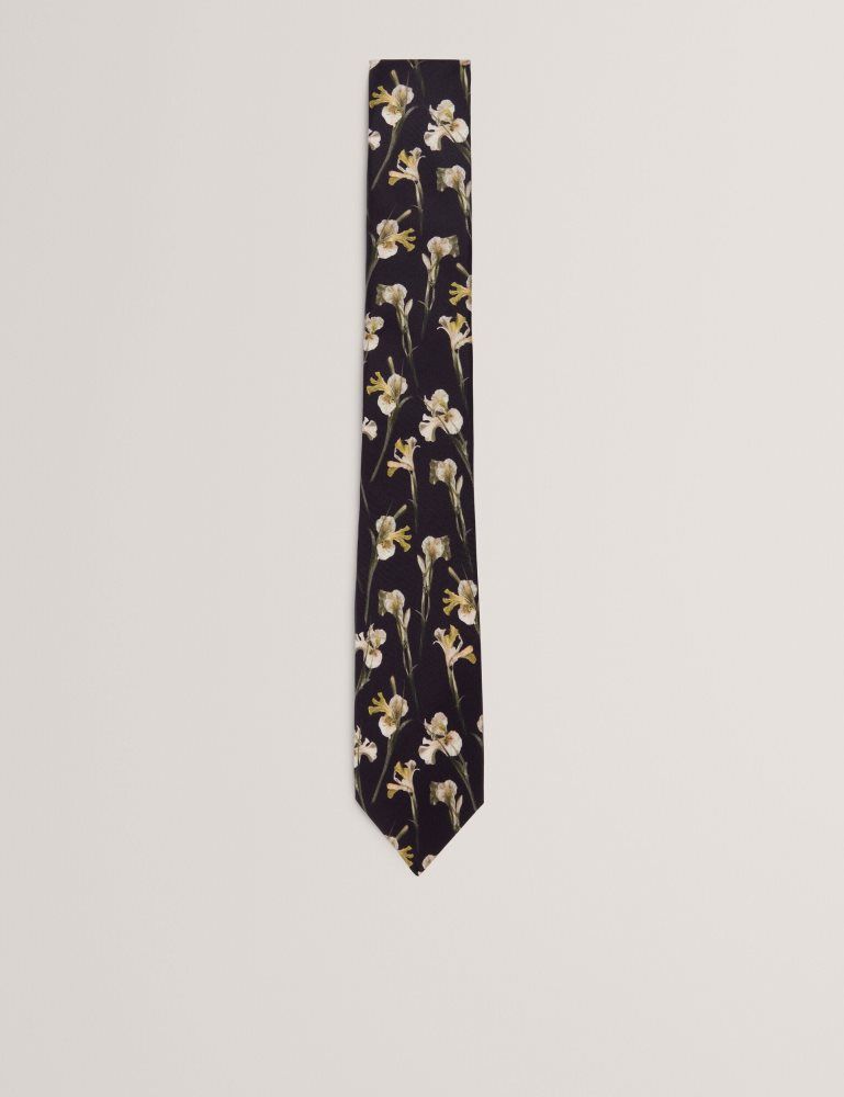 Ted Baker Frinton - Orchid Floral Print Silk Tie Noir | 670842-VAB