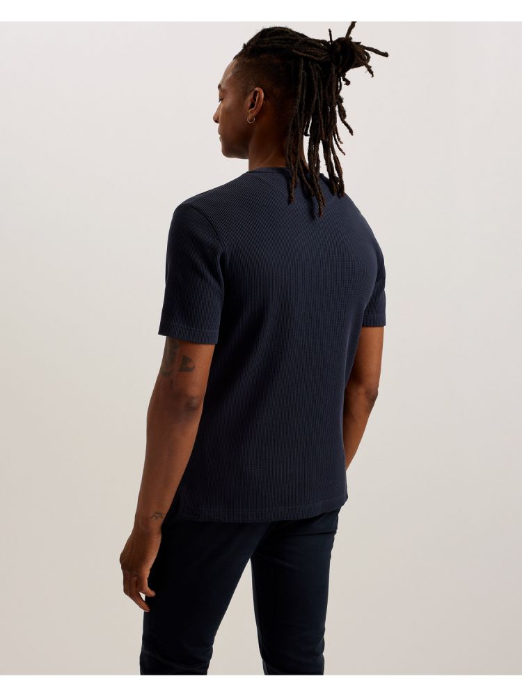 Ted Baker Frute - Short Sleeve Regular Textured T-shirt Bleu Marine | 805632-YIJ