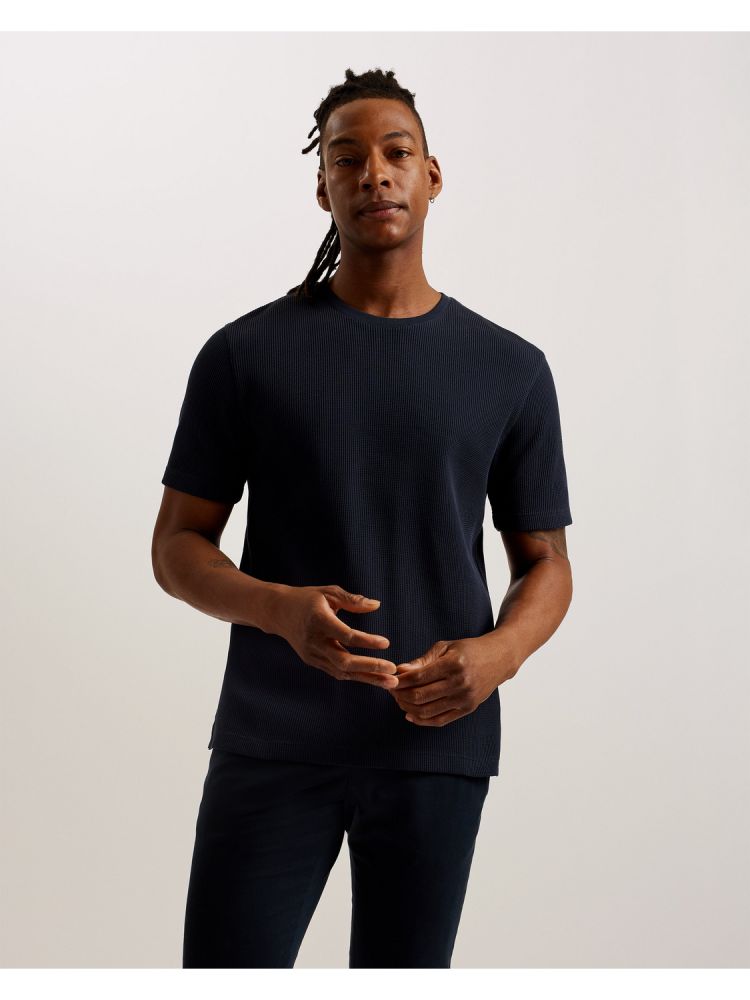 Ted Baker Frute - Short Sleeve Regular Textured T-shirt Bleu Marine | 805632-YIJ