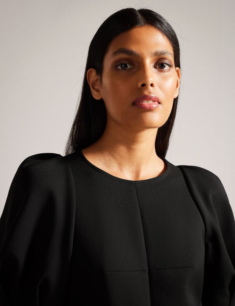 Ted Baker Gabyela - Structured Puff Sleeve Midi Dress With Belt Noir | 860275-CSL
