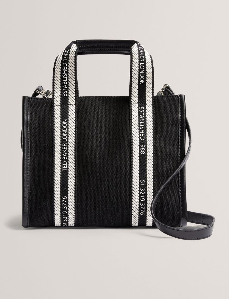 Ted Baker Georjea - Branded Webbing Canvas Small Tote Bag Noir | 437610-KDS