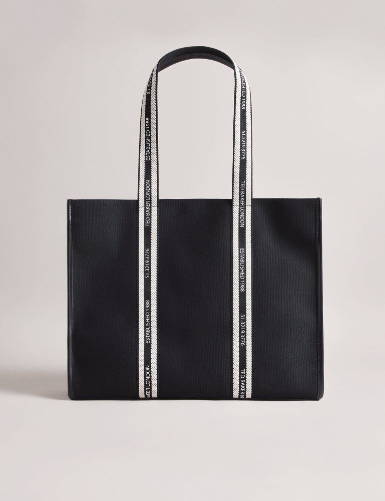 Ted Baker Georjey - Branded Webbing Canvas Large Tote Bag Noir | 476125-LVF