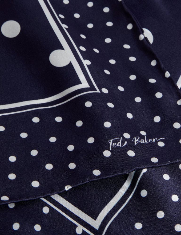 Ted Baker Gills - Polka Dot Print Long Satin Scarf Bleu Marine | 425739-NQP