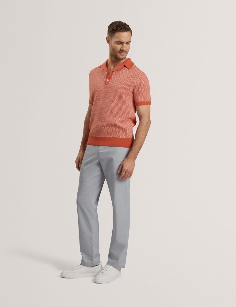 Ted Baker Gregry - Short Sleeve Small Stitch Knitted Polo Rouge | 615849-ROB