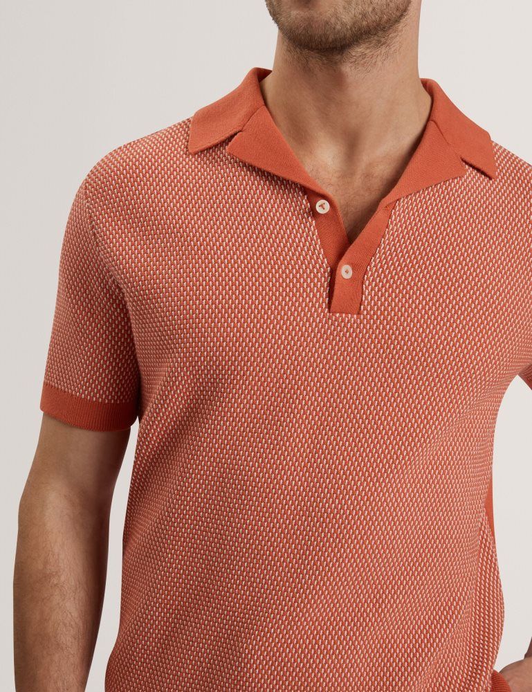 Ted Baker Gregry - Short Sleeve Small Stitch Knitted Polo Rouge | 615849-ROB