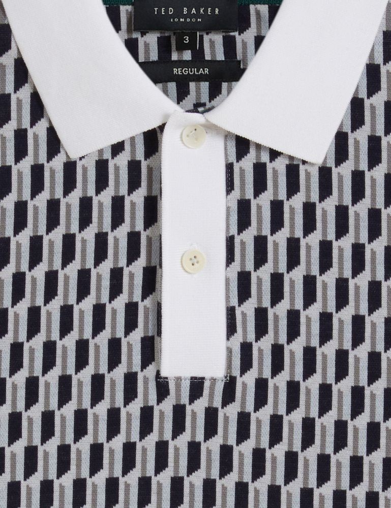Ted Baker Hamishs - Short Sleeve Jacquard Stripe Geo Polo Bleu | 261094-PJR