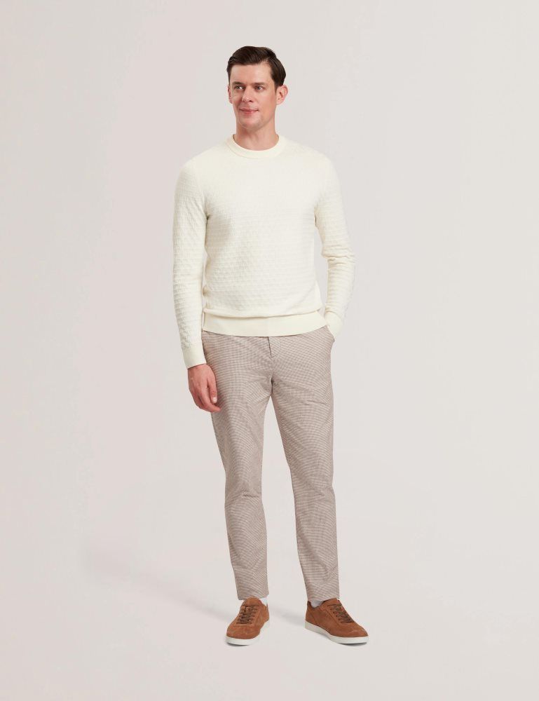 Ted Baker Handly - Micro Houndstooth Slim Fit Pants Grise Marron | 102453-WFK